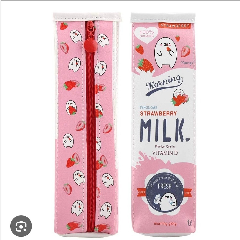 Strawberry Milk Pencil / Makeup Case Cute Stationery Organizer School Supplies